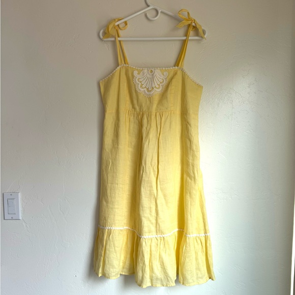 Lilly Pulitzer Yellow Linen Dress with Lace Accents Maternity - Picture 1 of 10